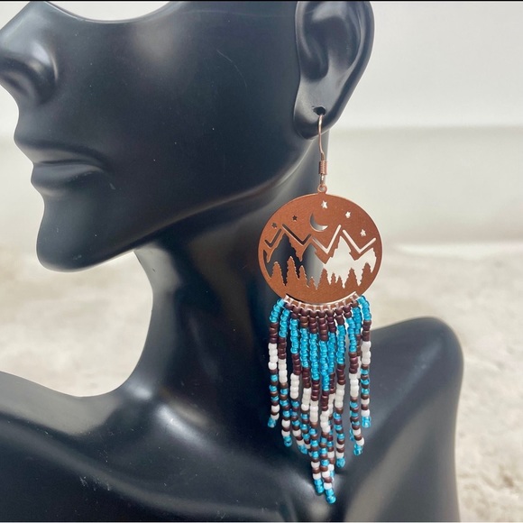 Beaded Fringe Earrings Copper Mountain - Picture 2 of 6